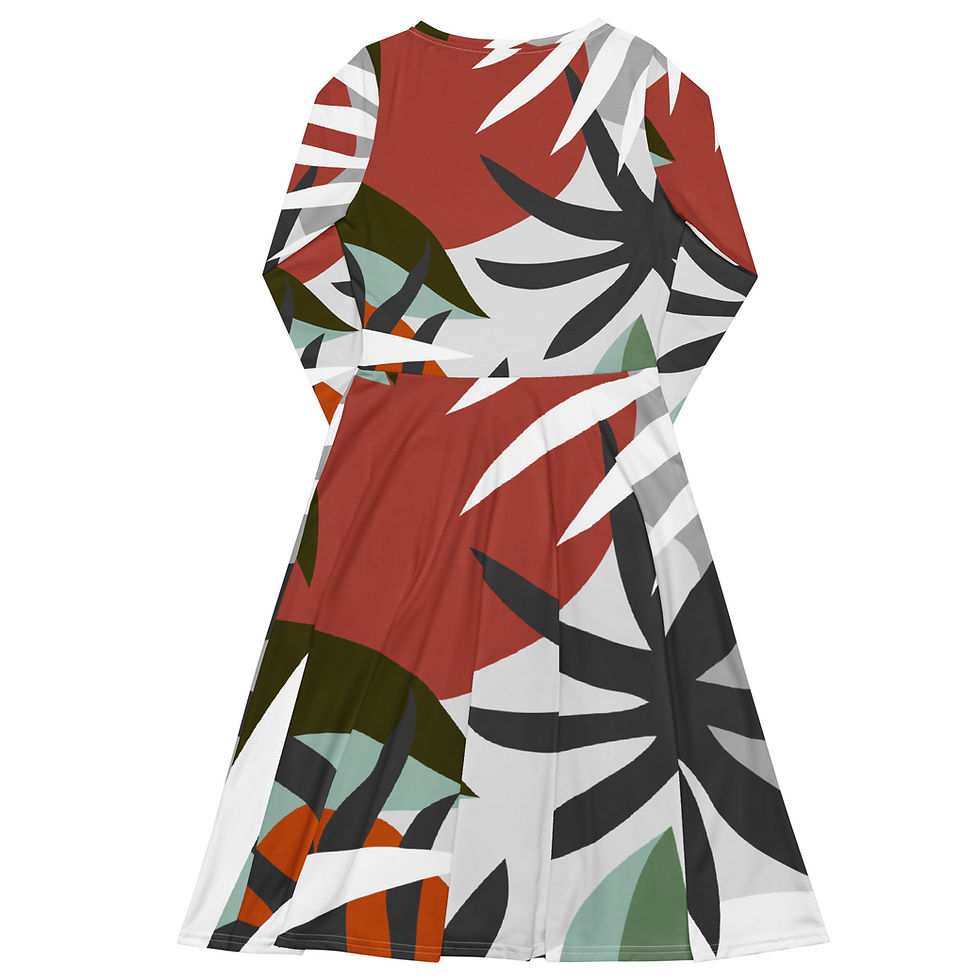 Thumbnail: All-over print long sleeve midi dress