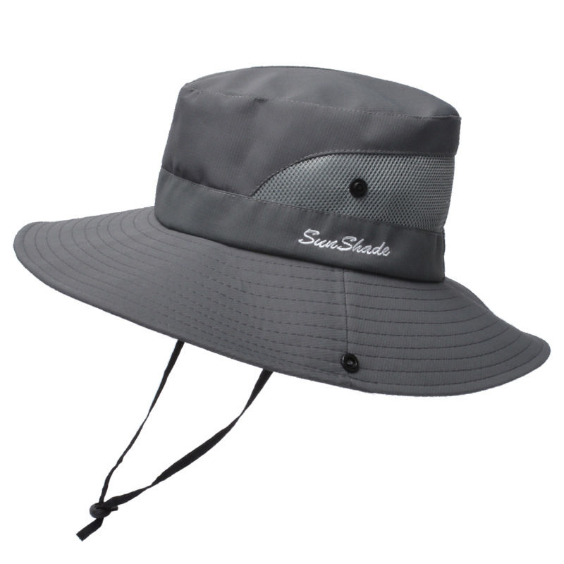 Thumbnail: Waterproof Mesh Bucket Hat Hiking Camping Wide Brim Ponytail Fishing Hat