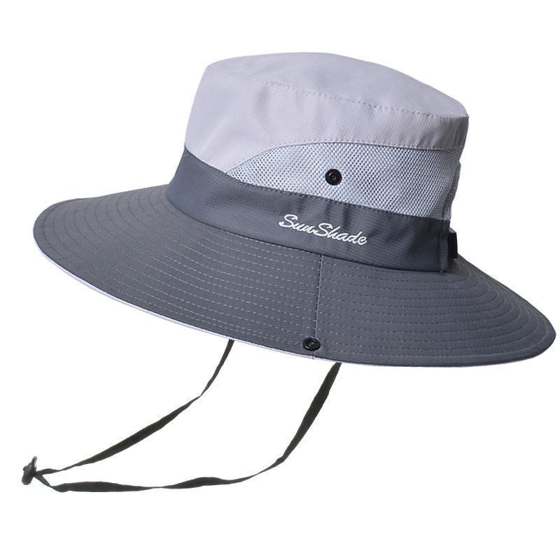 Thumbnail: Waterproof Mesh Bucket Hat Hiking Camping Wide Brim Ponytail Fishing Hat