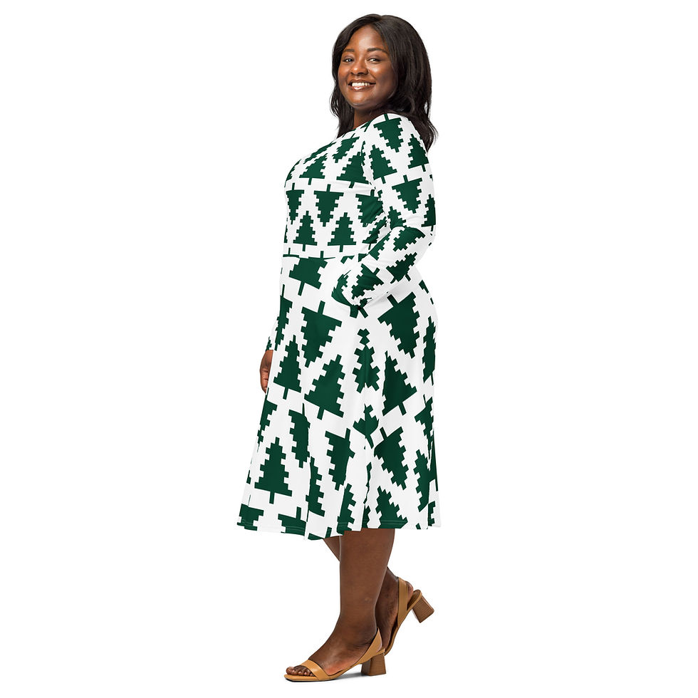 Miniatura: All-over print long sleeve midi dress