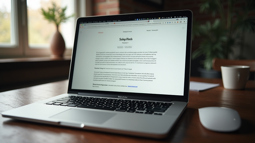 Eye-level view of a laptop screen showing a blog post draft