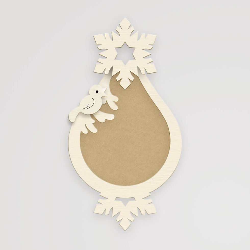 Miniatură: Bază artizanală de Crăciun model Picătură cu fulg și pasăre de iarnă