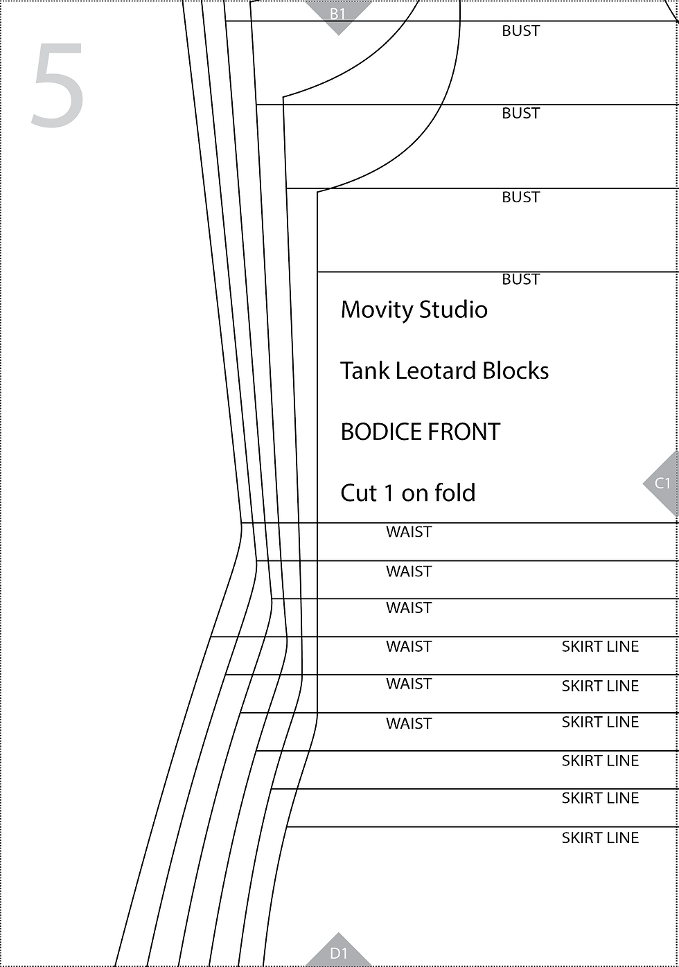 Thumbnail: Digital Patterns Basic Tank Ballet Dance Leotard Blocks Children's Sizes