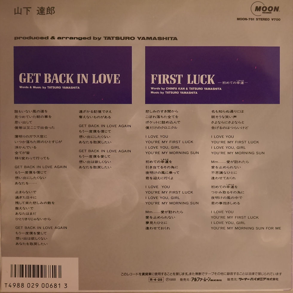 サムネイル： 山下達郎 / Get Back In Love