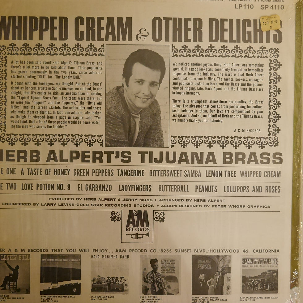 サムネイル： Herb Alpert's Tijuana Brass / WHIPPED CREAM & OTHER DELIGHTS