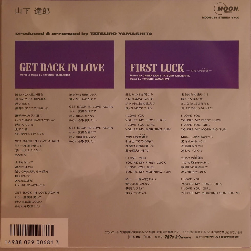 サムネイル： 山下達郎 / Get Back In Love