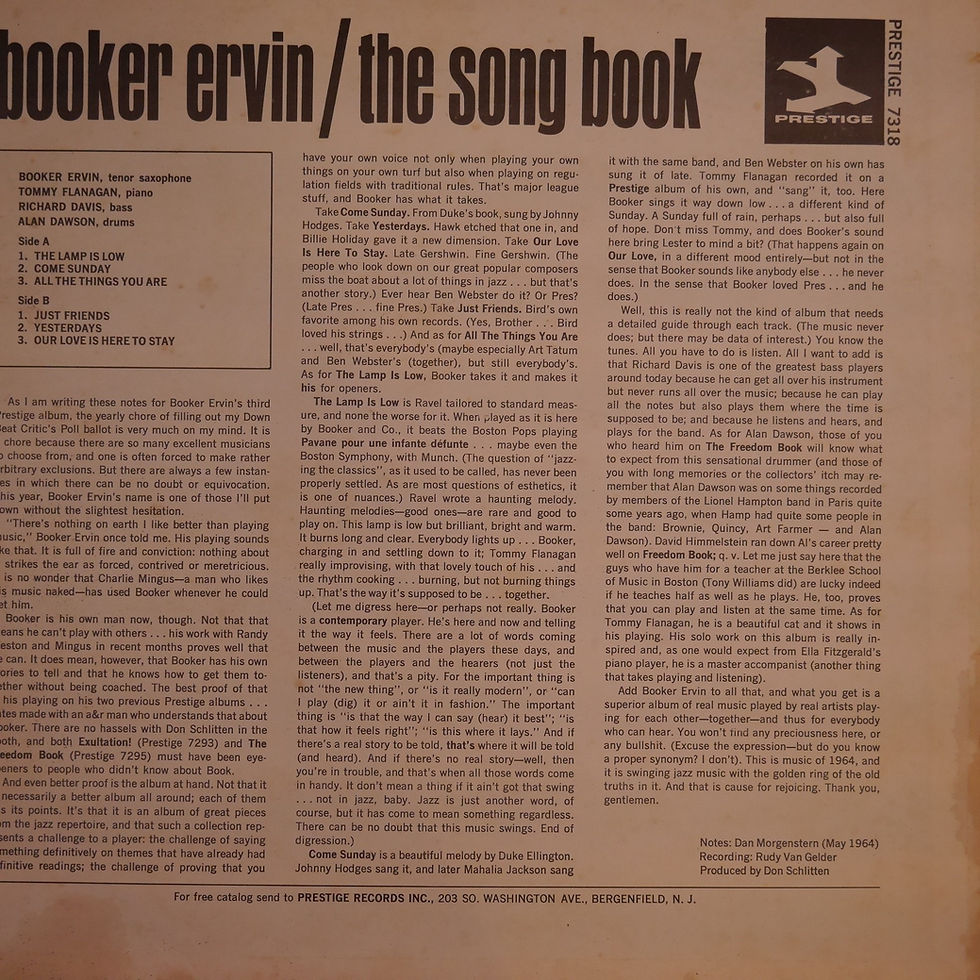 サムネイル： BOOKER ERVIN / THE SONG BOOK