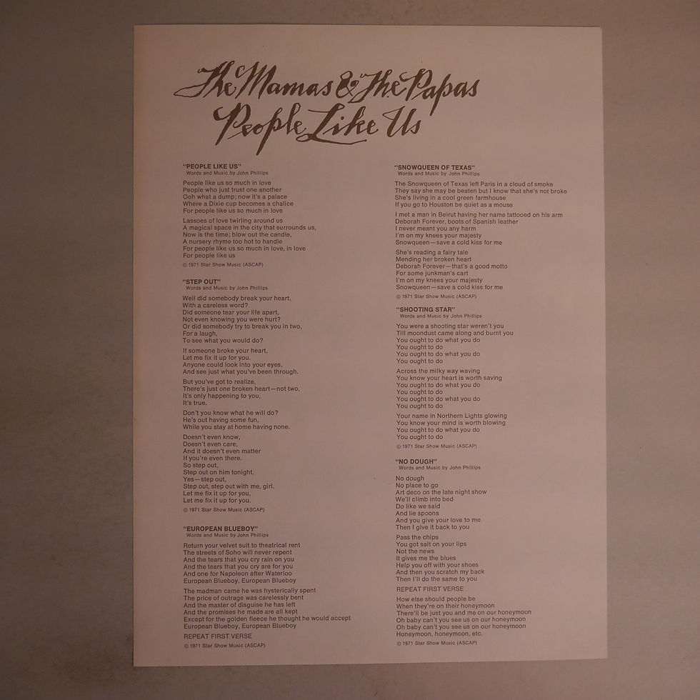 サムネイル： MAMAS & THE PAPAS / PEOPLE LIKE US
