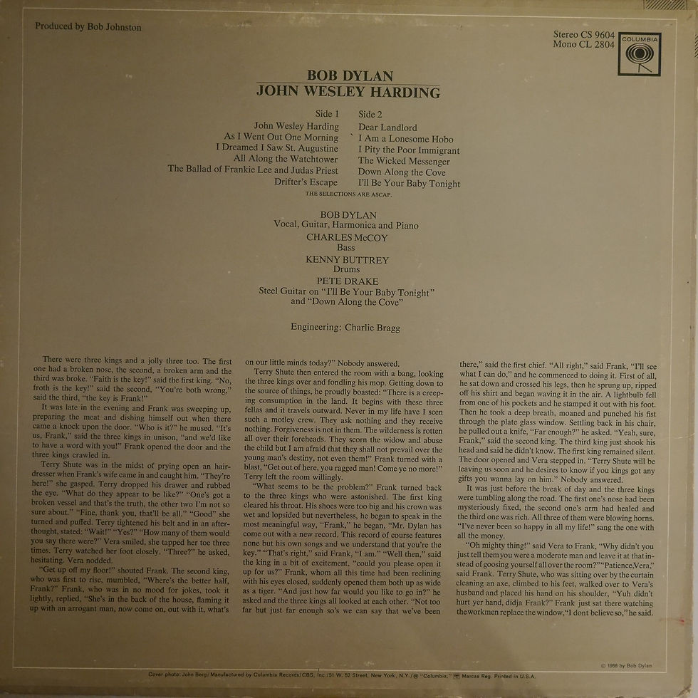 サムネイル： BOB DYLAN / JOHN WESLEY HARDING（2EYE360）