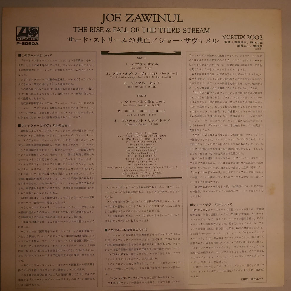 サムネイル： JOE ZAWINUL / Rise & Fall Of The Third Stream