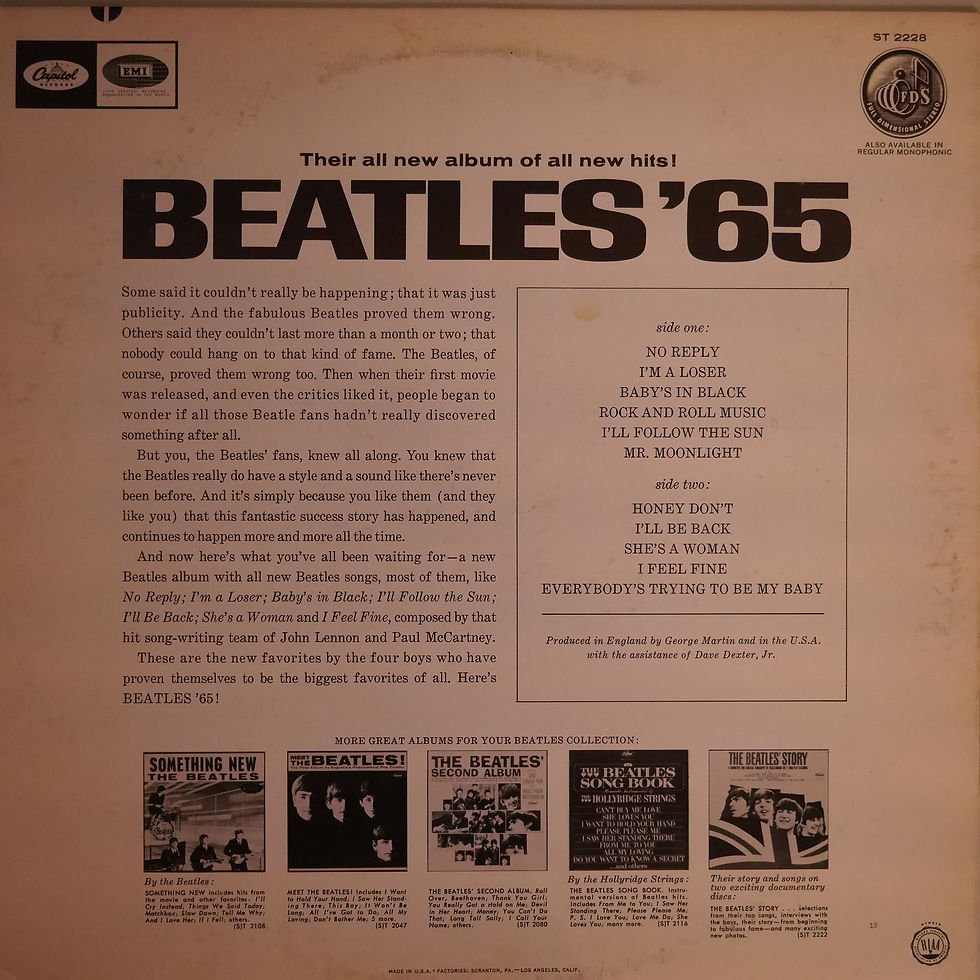 サムネイル： THE BEATLES / Beatles '65　(USアップルラベル）