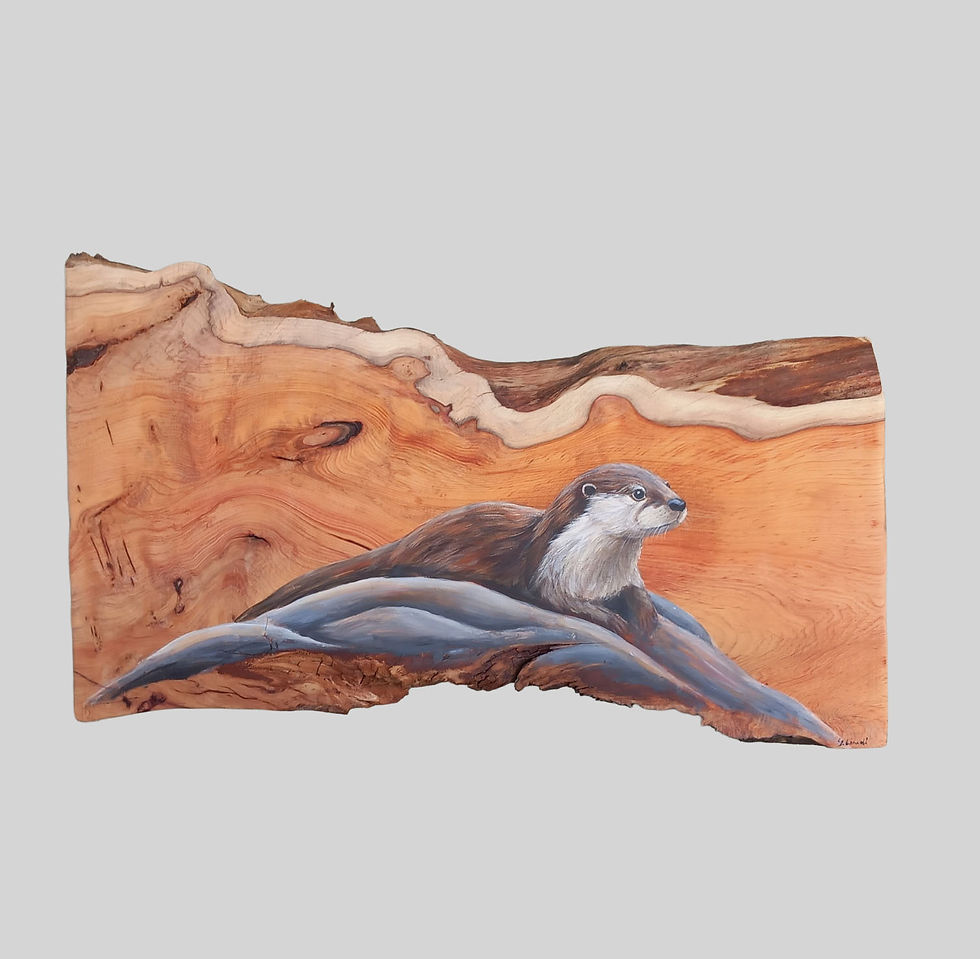 original otter painting on yew