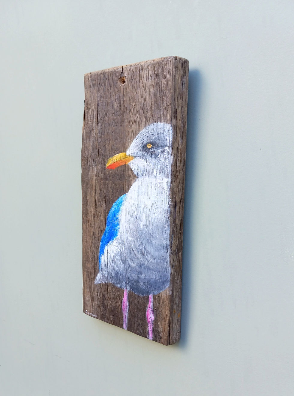 Thumbnail: seagull painting on reclaimd wood