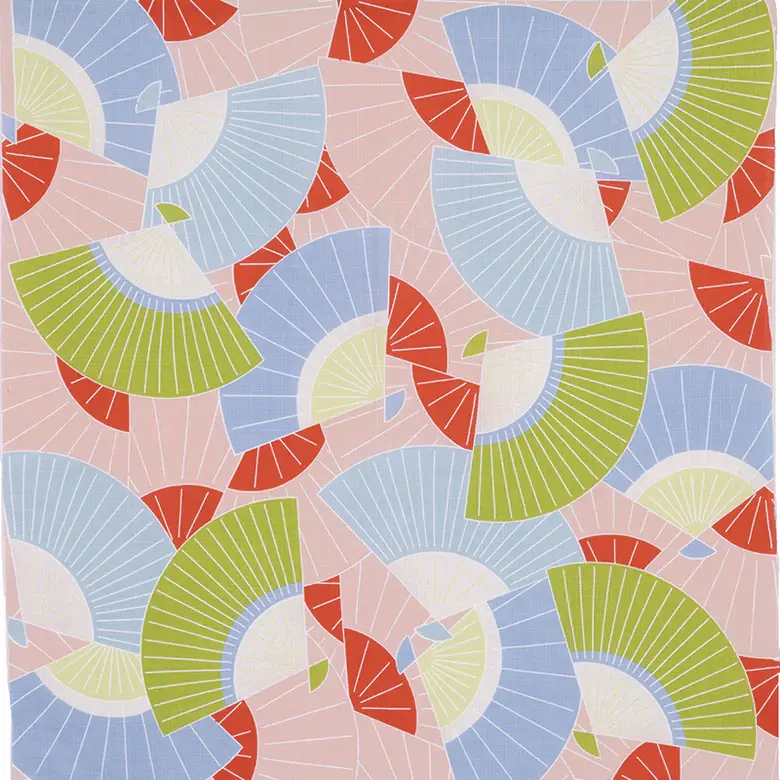 תמונה ממוזערת: דגם באיור מניפות על רקע ורוד - לחצו על התמונה לפרטים ומידות