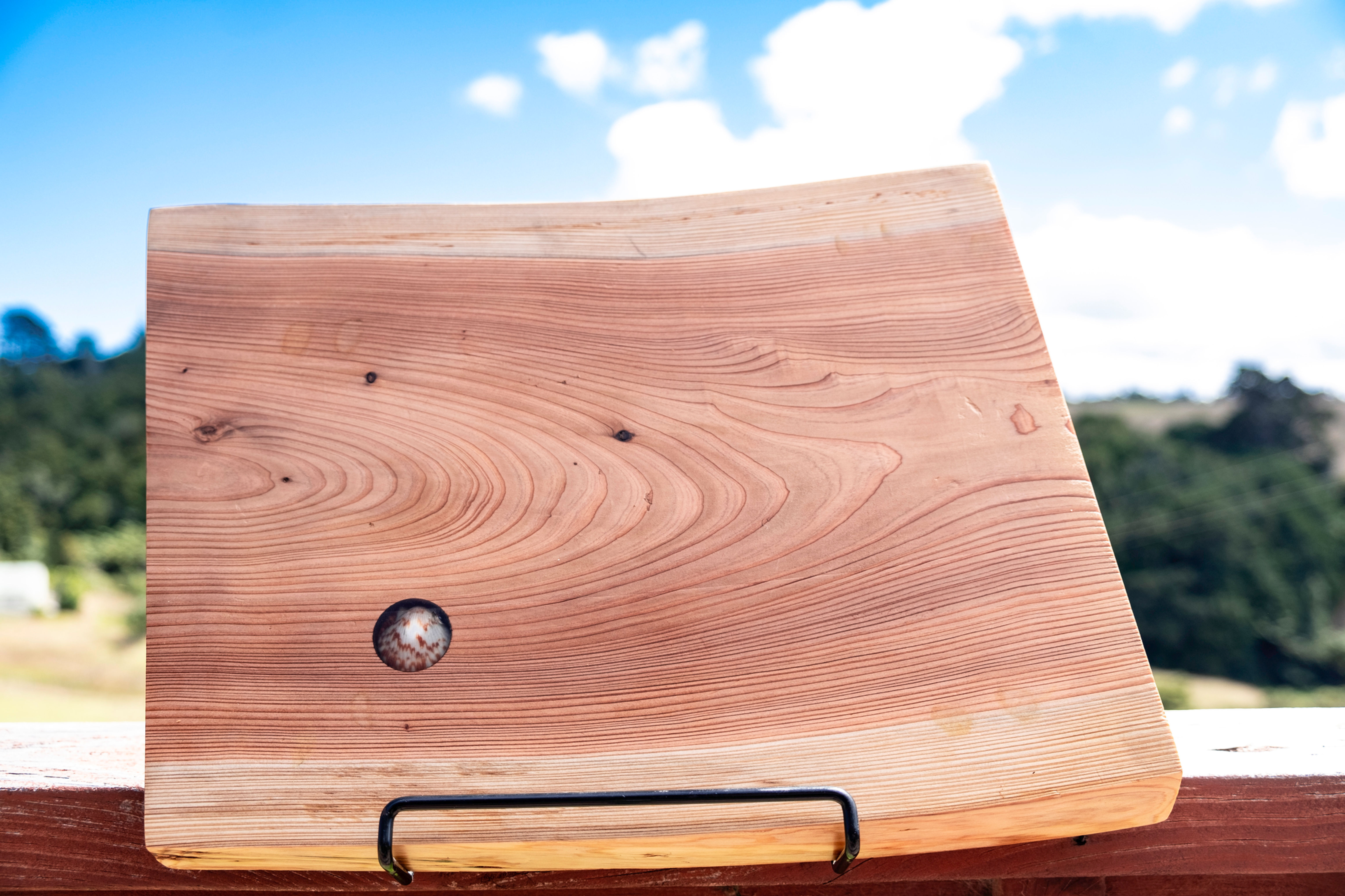 Serving Board: Himalayan Cedar with Pacific Calico Scallop Shell