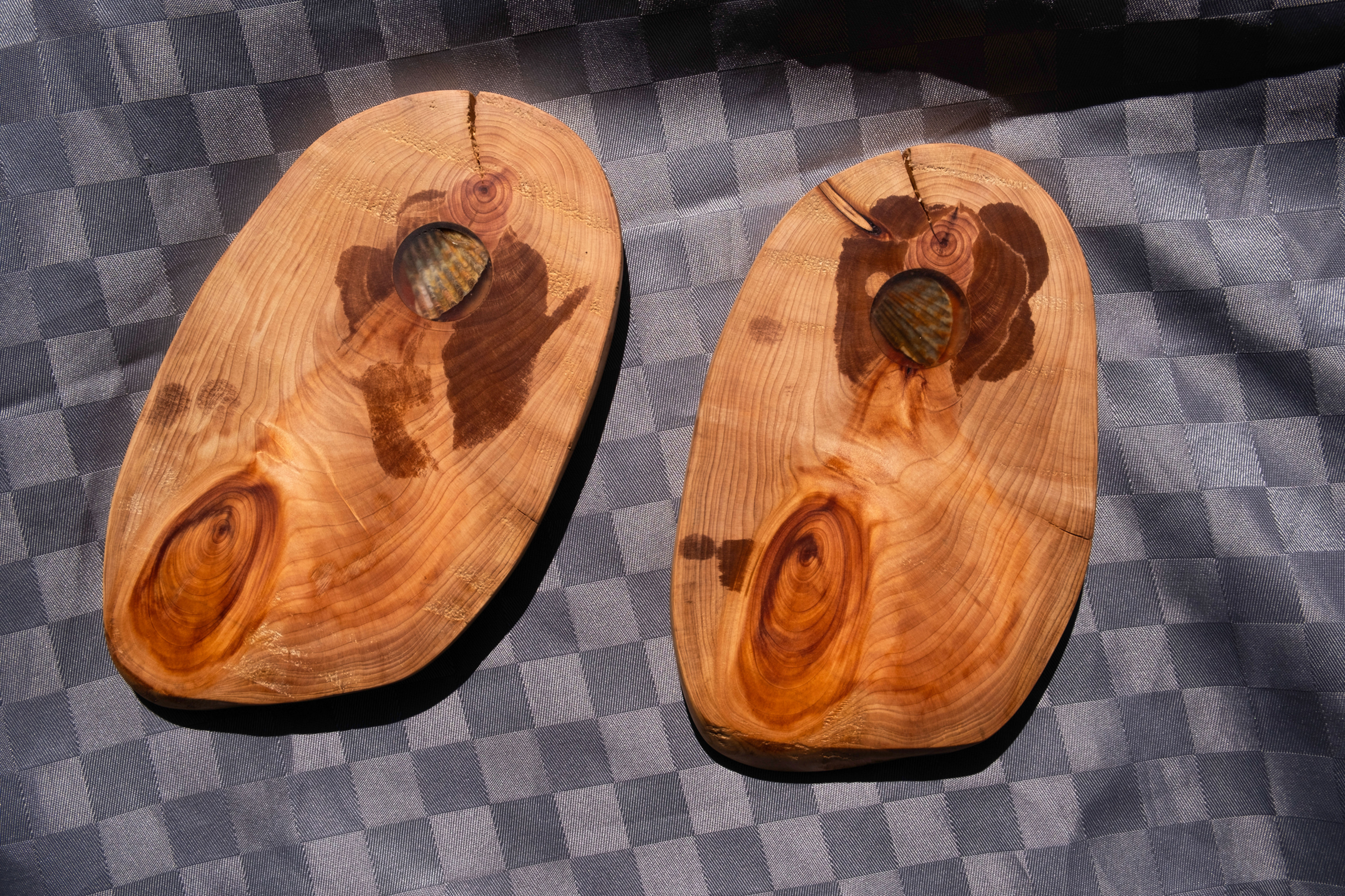 Two Serving Platters: Macrocarpa (Monterey Cypres) & Pacific Cali