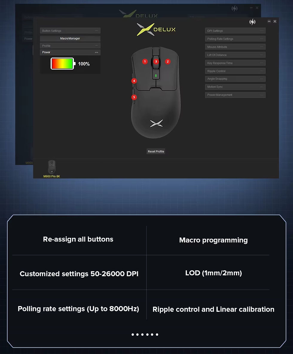 Miniatura: Mouse Delux M900 PRO Wireless - Color Negro