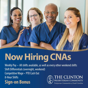 Clinton Presbyterian Community is Hiring CNAs