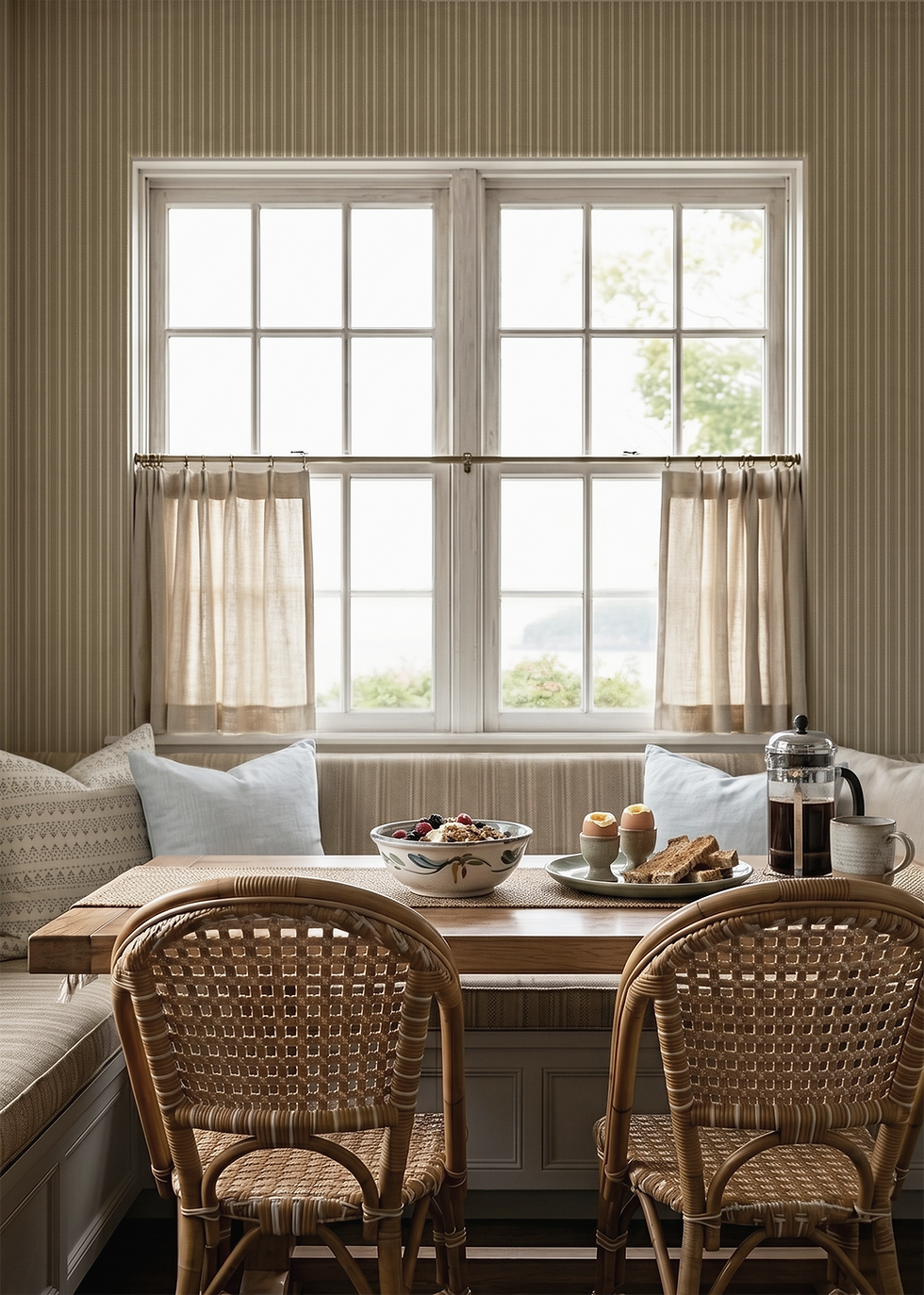 Augusta is a Fine stripe wallpaper with narrow vertical pinstripes