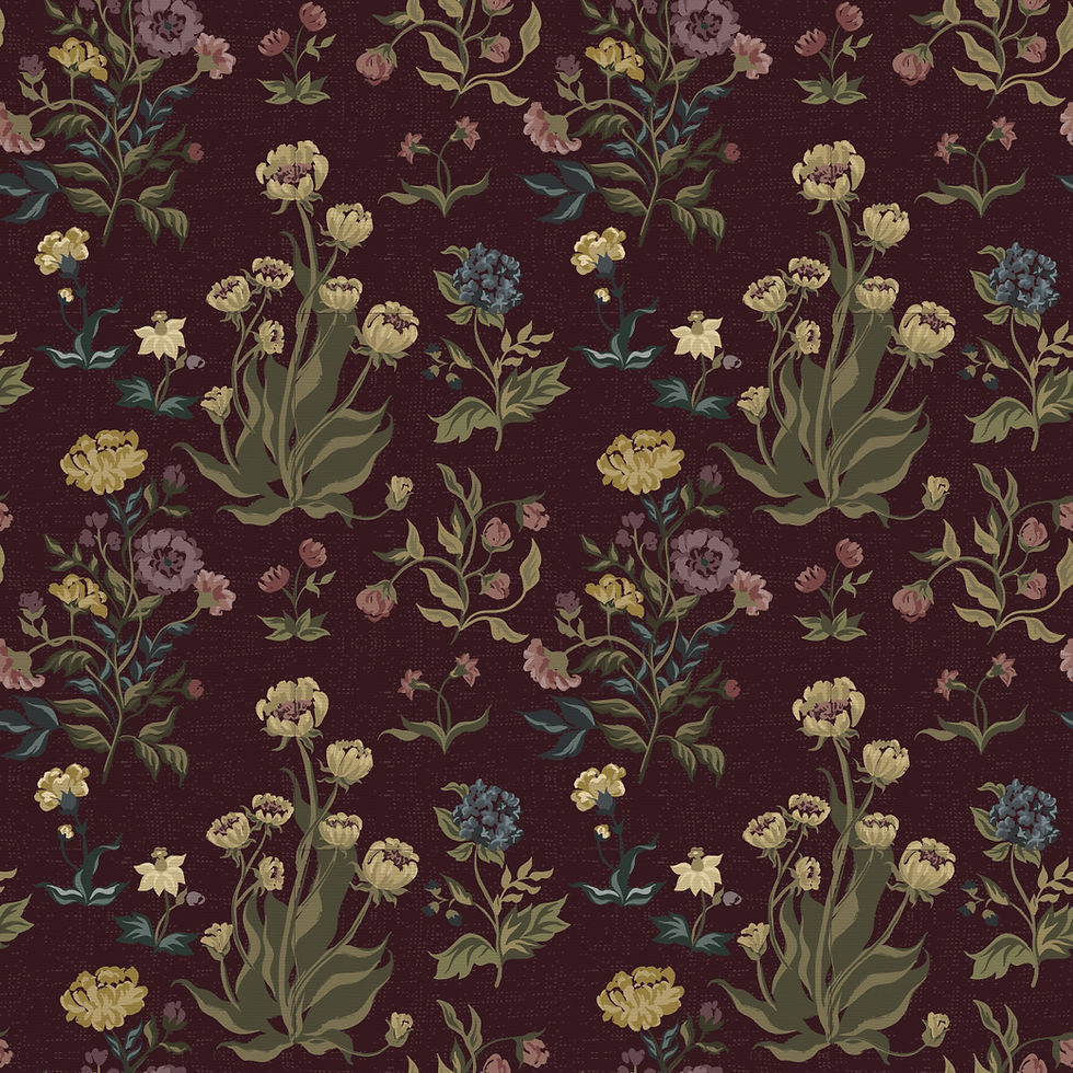 Thumbnail: Artza & Co x Ali Anni - AVIA wallpaper featuring a lush floral pattern with intricate, hand-painted botanical detail