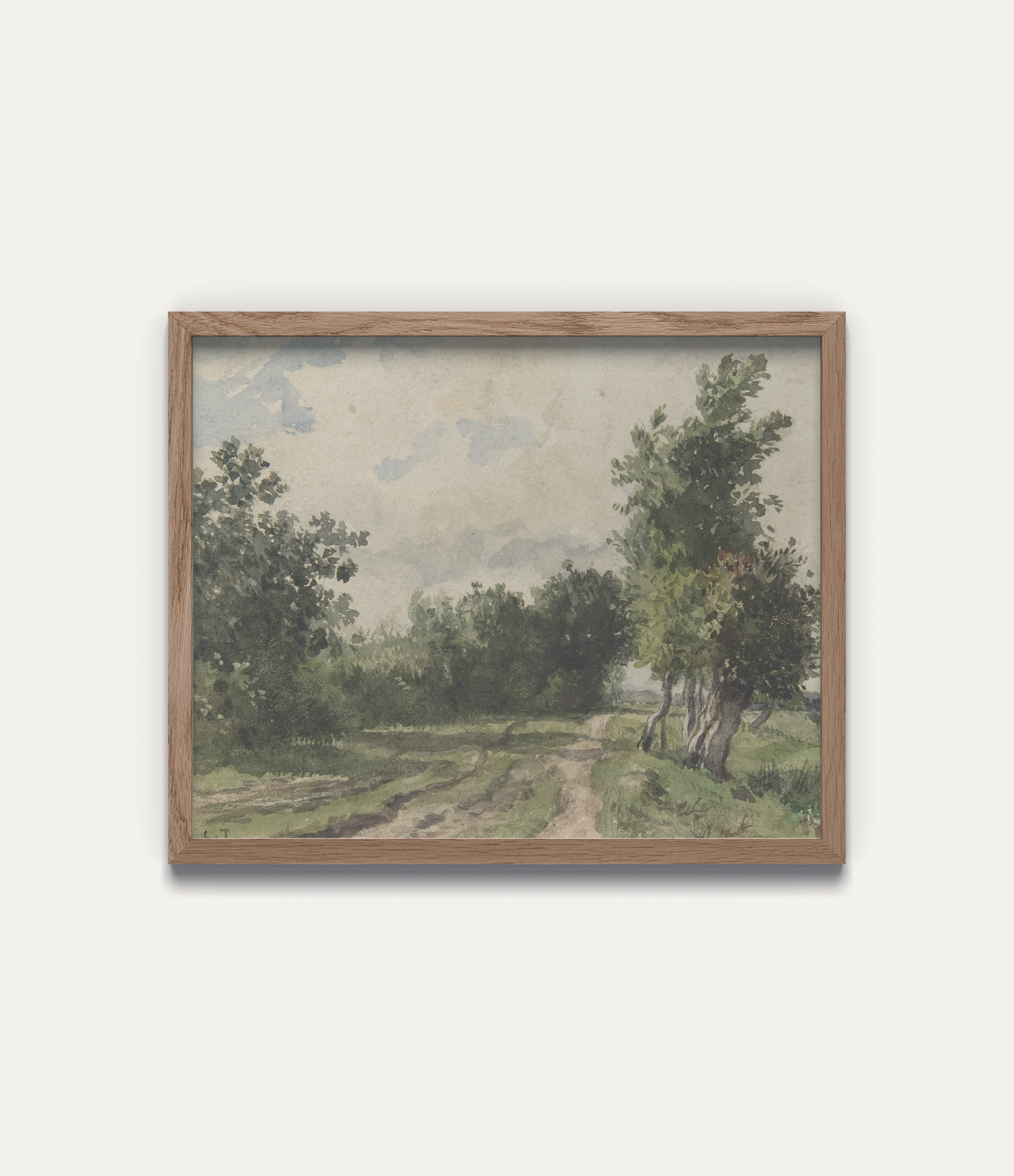 Affiche d'art vintage Chemin de Campagne avec cadre par Artza & Co.