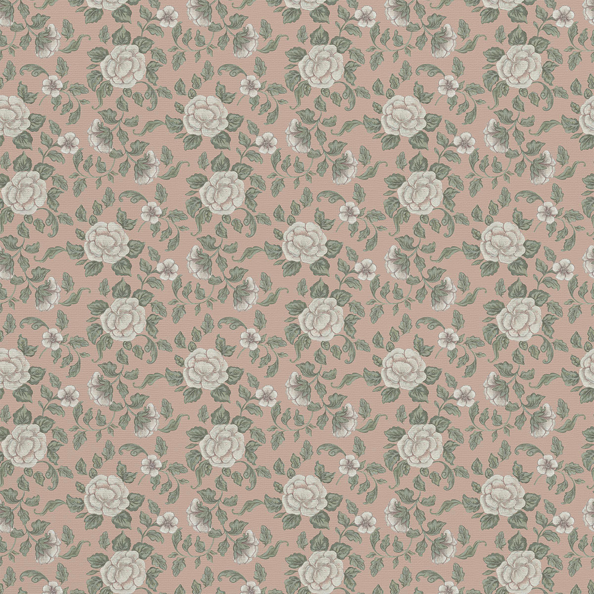 Romantic vintage wallpaper with lush floral bouquets and flowing greenery, designed for an elegant, old-world charm.