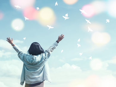 a young woman celebrating her life