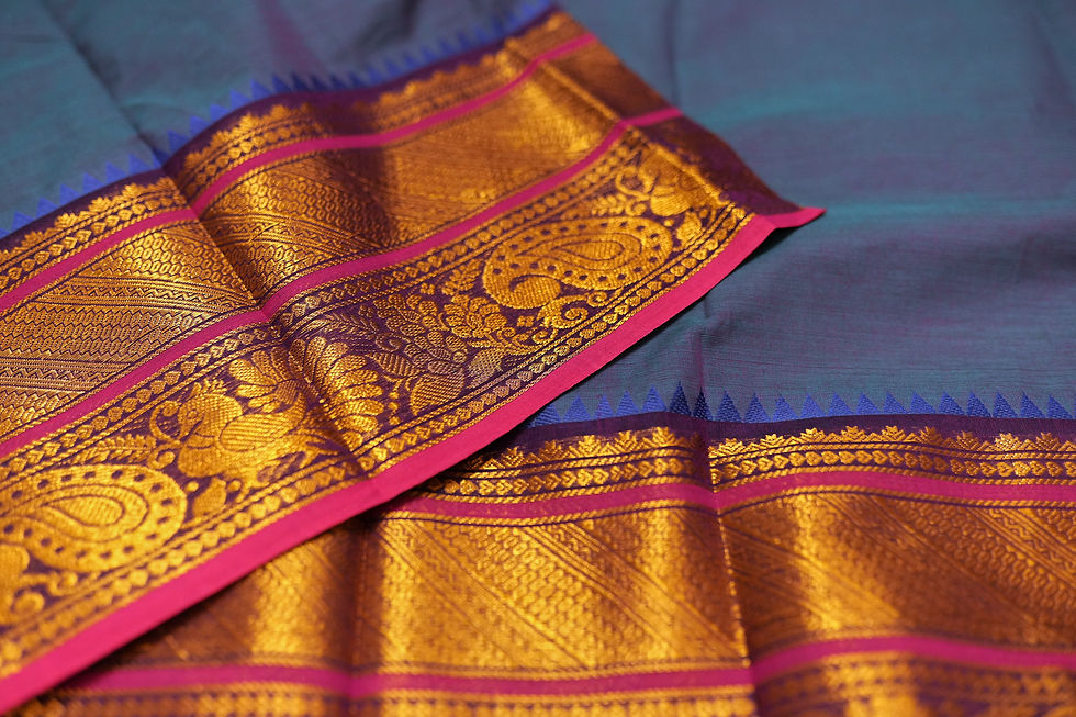 Thumbnail: Copper Sulphate Blue Annam Saree - TS -77709
