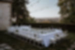 Diner tafel setting in Italiaans landschap in Umbriƫ