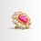 Thumbnail: Carved Pink Statement Moissanite Polki Ring | 925 Silver Adjustable | Ruby Look