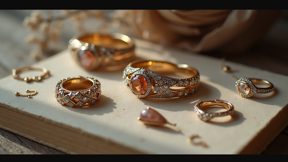 Close-up view of a new jewelry collection