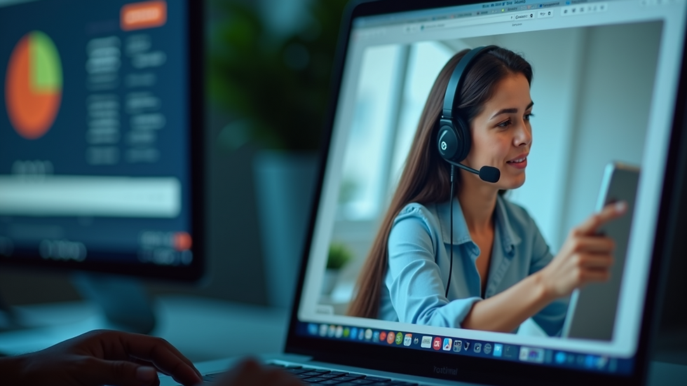 Close-up view of a computer screen displaying customer service chat