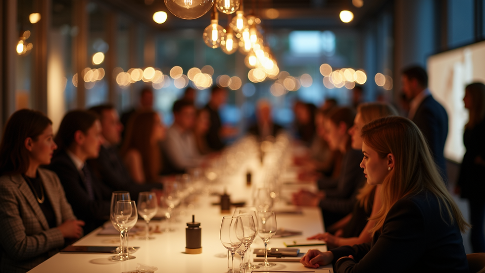 High angle view of a networking jewelry event