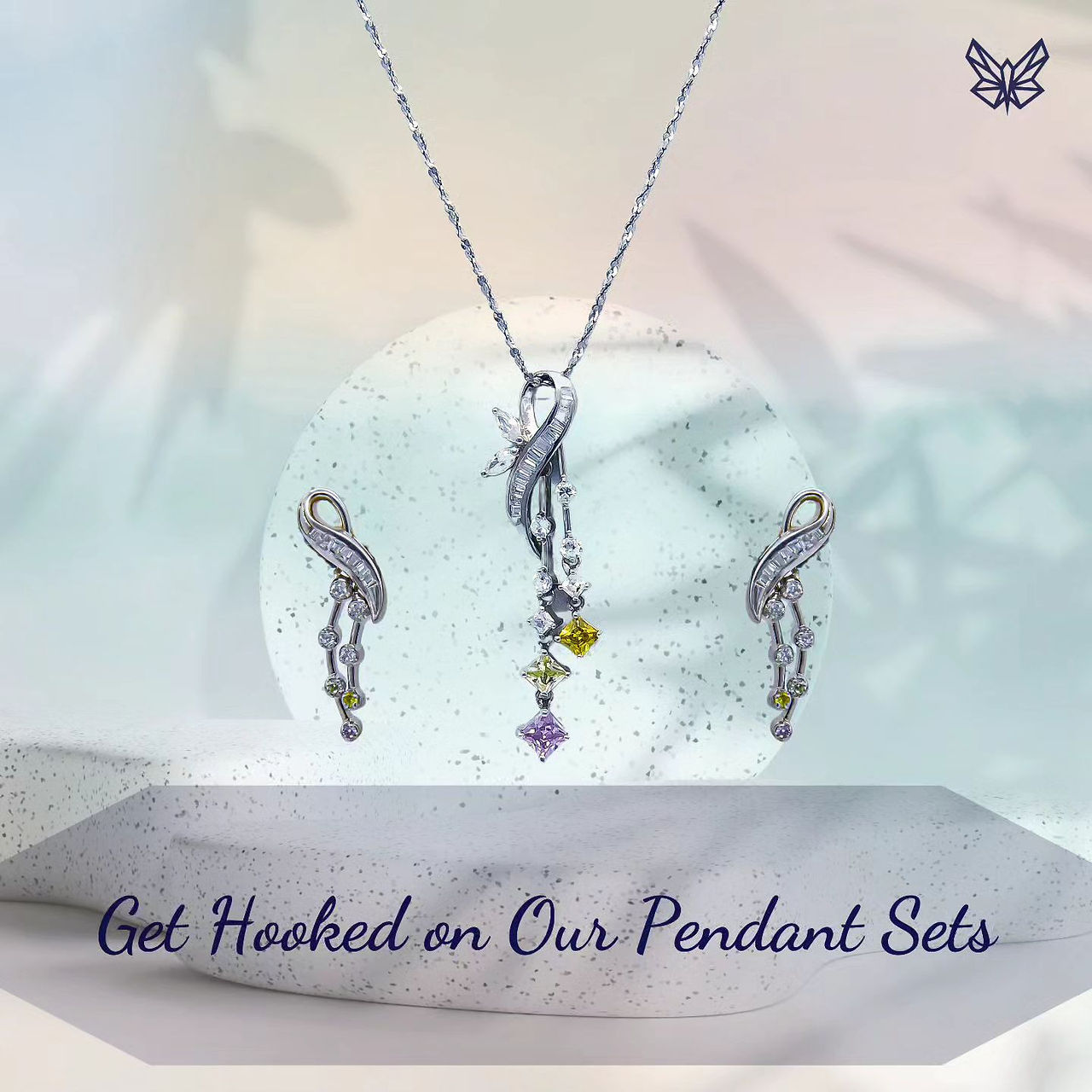 925 Silver Pendant - Earring Set for her with Chain by A Silveraas