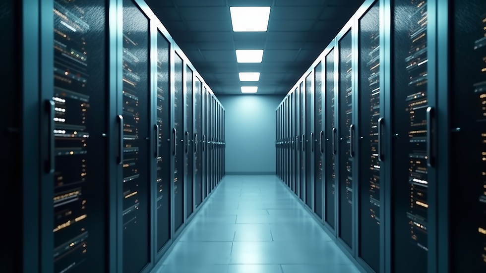 Eye-level view of a server room with advanced security systems