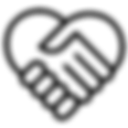 Hand shake with just a black outline that looks like a heart