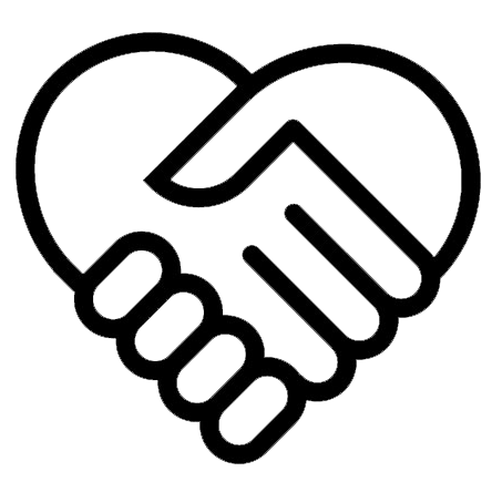 Icono de apretón de manos en forma de corazón