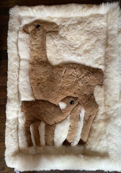 Alpaca with Baby Wall Hanging Handmade in Puru