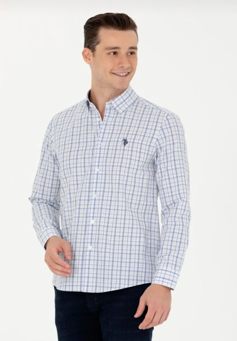 Küçük resim: U.S. Polo Assn. Erkek Ekoseli Mavi Gömlek