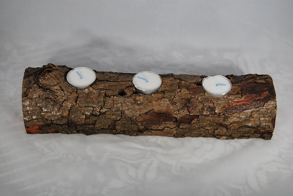 Thumbnail: Rustic Wood Log Tealight Candle Holder small