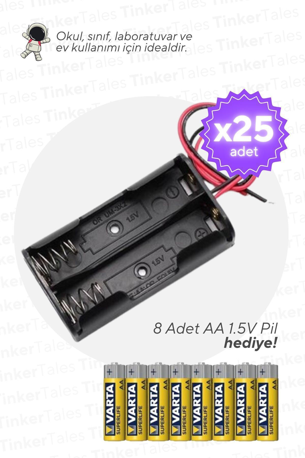 25 Adet 2 li Aa Kalem Pil Yuvasi MEB