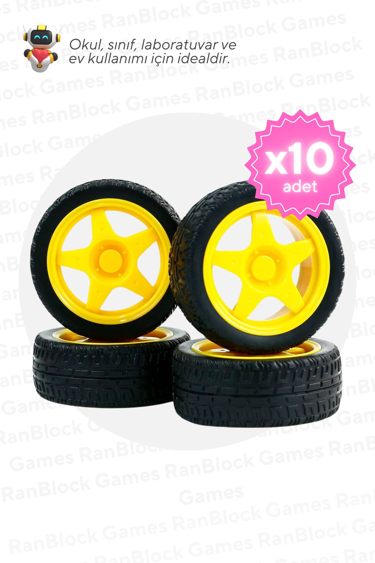 10 lu Paket Sari Robot Araba Tekerlegi MEB