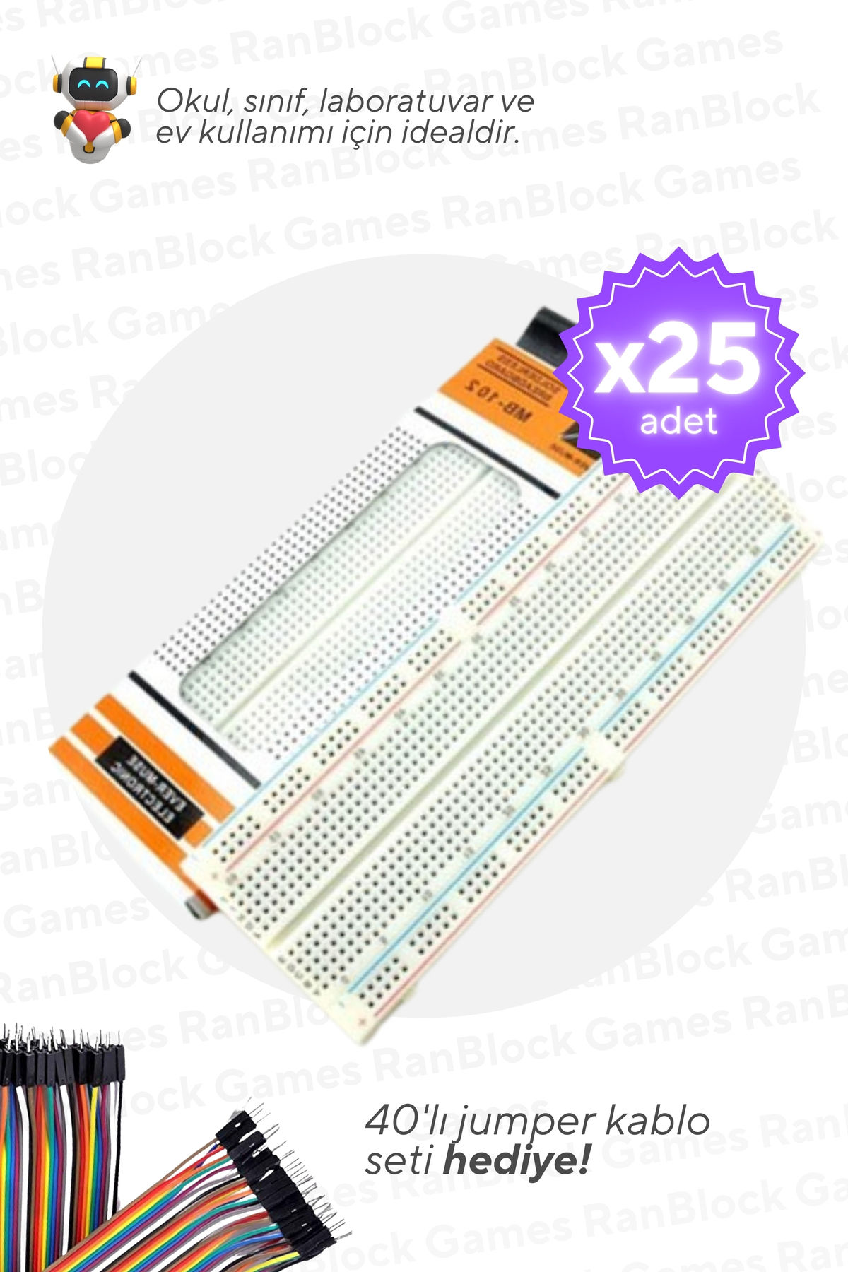 25 li Paket 830 Pin Buyuk Boy Breadboard MEB