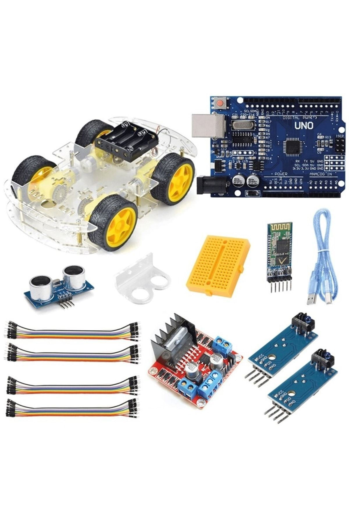 Bluetooth Robot Araba Kiti 4WD Cizgi Izleyen Araba