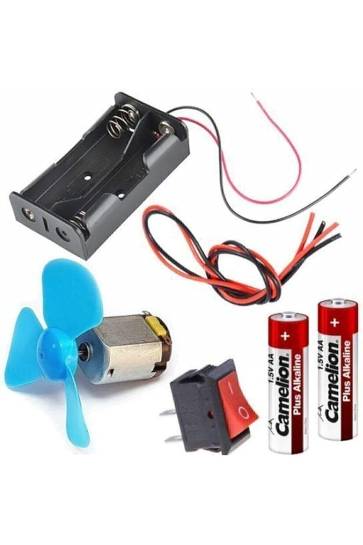 3V Motor Pervane Pil Kutusu Anahtar Deney Seti Eğitici Oyuncak Motoru R130 Mini