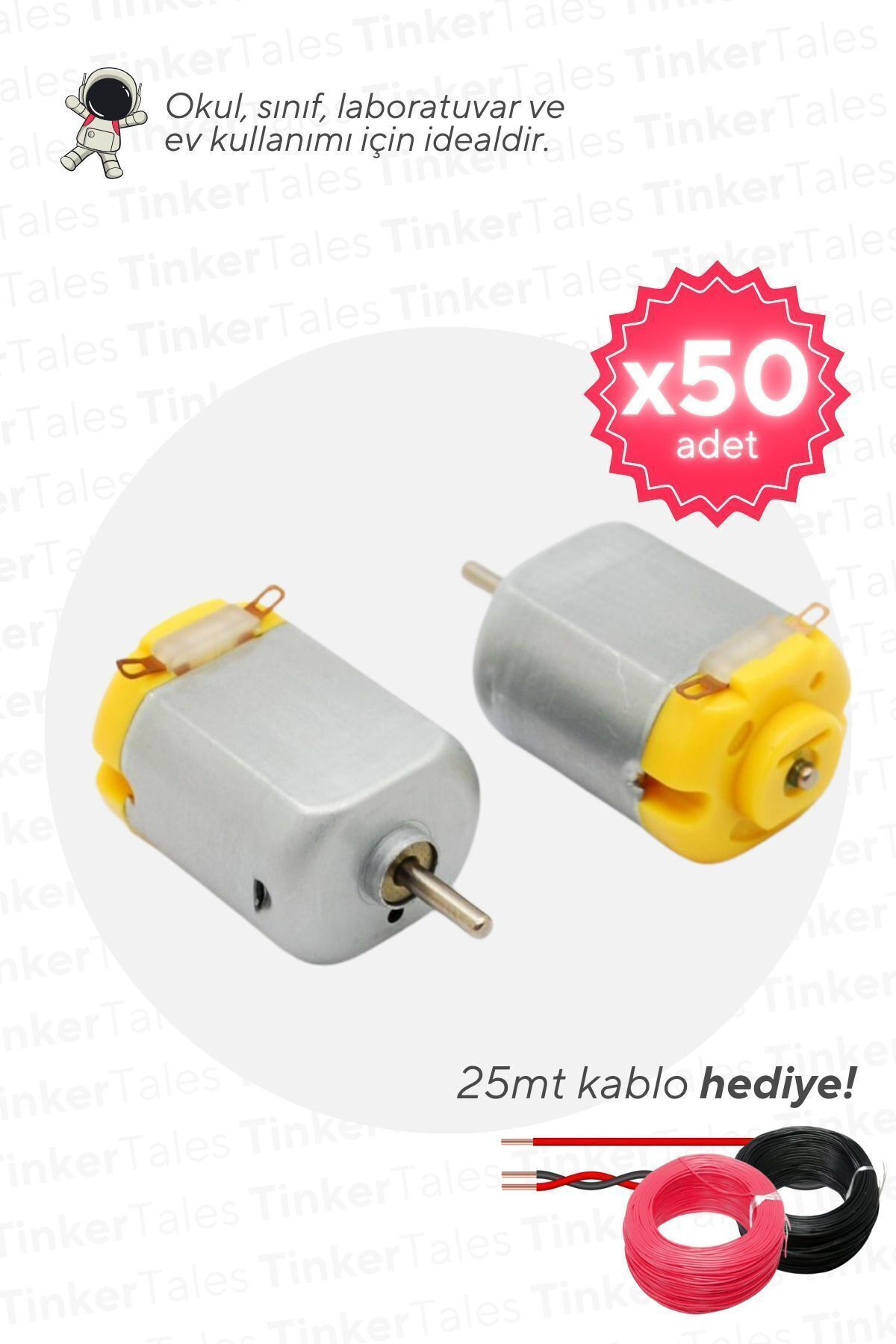 50 Adet Dc Motor Deney Motoru 5v MEB
