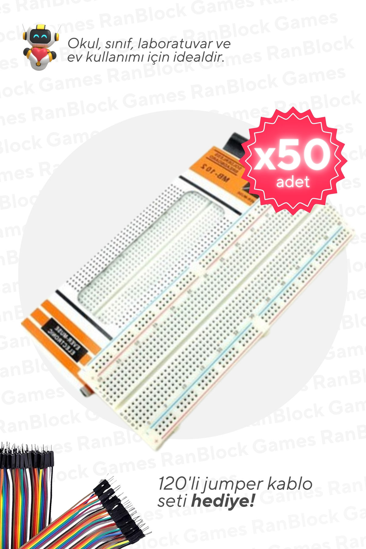 50 li Paket 830 Pin Buyuk Boy Breadboard MEB