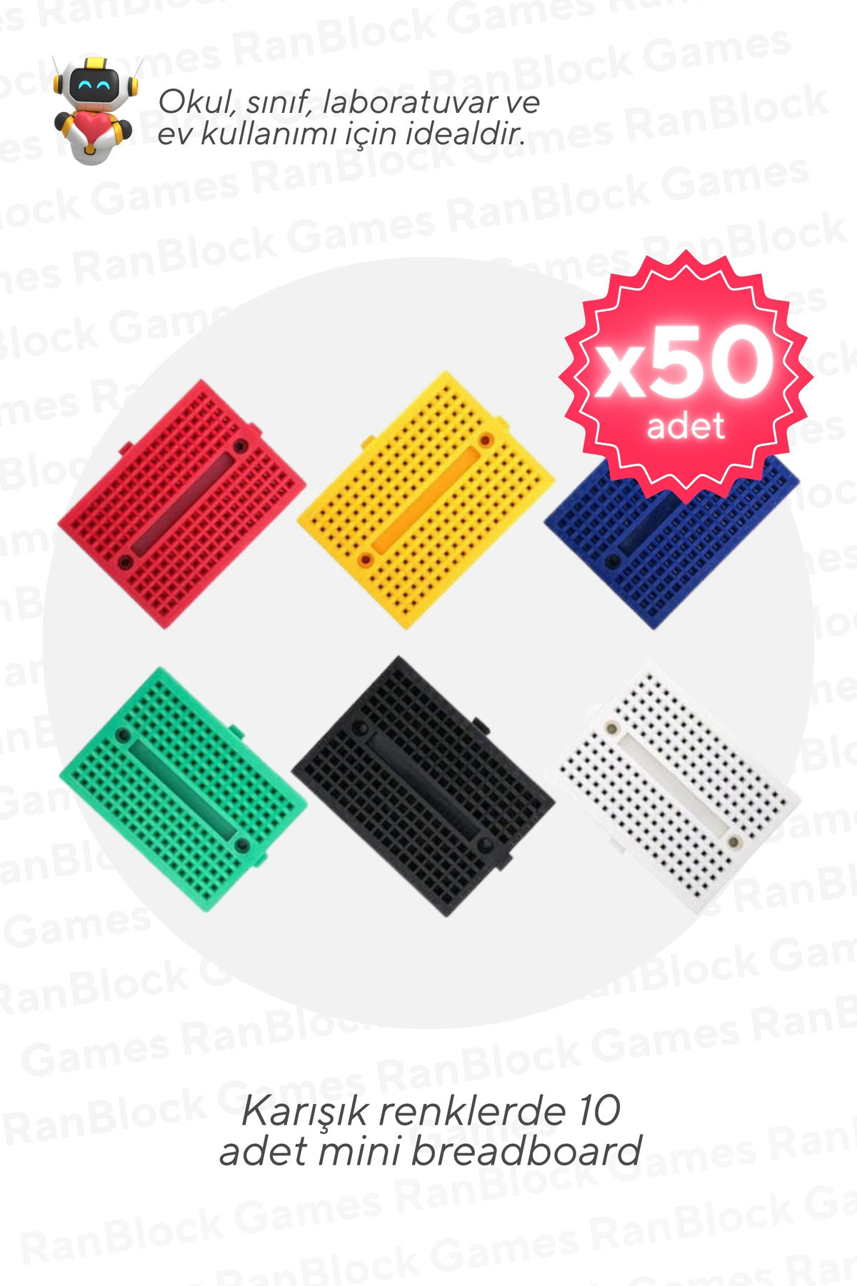 50 li Paket 170 Pin Mini Breadboard MEB