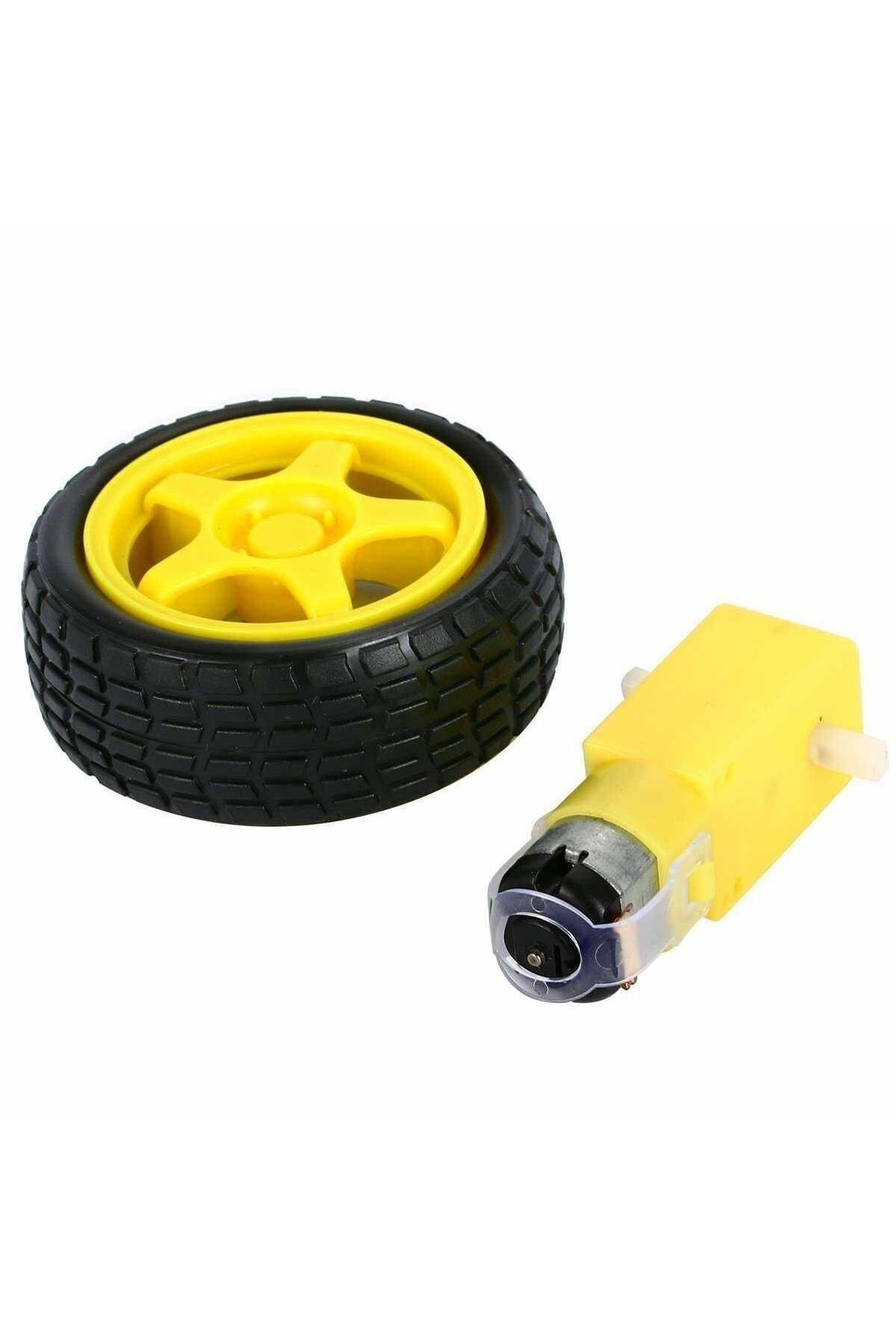 Reduktorlu Motor 6V 250rpm Tekerlek Kiti