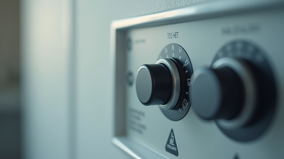 Close-up of a heat pump control panel showing temperature settings